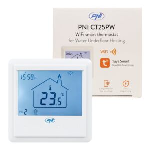 Ενσωματωμένος έξυπνος θερμοστάτης PNI CT25PW WiFi, έλεγχος διαδικτύου, ενδοδαπέδια θέρμανση νερού, ενεργοποιητές, δέντρο