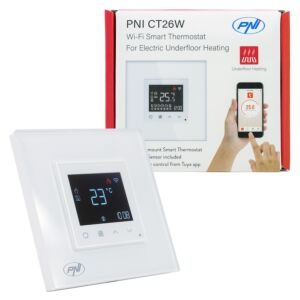 Έξυπνος θερμοστάτης WiFi PNI CT26W για ηλεκτρική ενδοδαπέδια θέρμανση ή ομάδα άντλησης, αισθητήρας δαπέδου, 10A, m