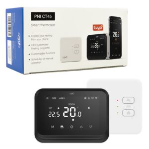 Έξυπνος θερμοστάτης PNI CT45 ασύρματος, με WiFi, έλεγχος Internet, για εγκαταστάσεις θέρμανσης, TuyaSmart APP