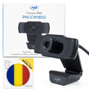 Πακέτο κάμερας Web PNI CW1850 Full HD 1080P 2MP, περιλαμβάνεται USB, κλιπ και αυτοκόλλητο Flag Pad