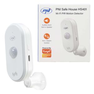 PNI SafeHouse HS401 PIR αισθητήρας κίνησης με Wi-Fi, συμβατός με την εφαρμογή Tuya, ηχητικός συναγερμός 80dB, ενσωματωμένο ηχείο