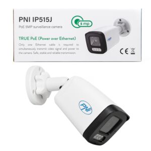 Κάμερα παρακολούθησης βίντεο PNI IP515J POE, σφαίρα 5MP, 2,8 mm, για εξωτερική χρήση, αμφίδρομος ήχος, λευκό Περιγραφή φωτογραφίας