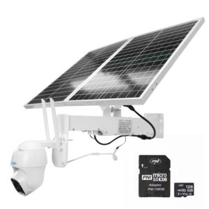 Πακέτο κάμερας παρακολούθησης βίντεο PNI IP60 PTZ με ηλιακό πάνελ, 2MP, GSM 4G και κάρτα MicroSD PNI 128GB