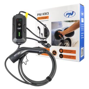 Φορητός φορτιστής PNI KW3, 16A, 3,5KW, για ηλεκτρικά αυτοκίνητα, 230V, μονοφασικός, καλώδιο τύπου 2 και υποδοχή IEC62 5 ακίδων