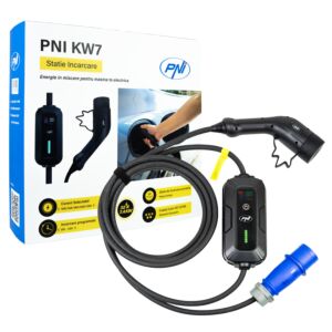 PNI KW7 32A φορητός φορτιστής, 7.4KW, για ηλεκτρικά αυτοκίνητα, 230V, μονοφασικός, καλώδιο τύπου 2 και συνδετήρας IEC621 5 ακίδων