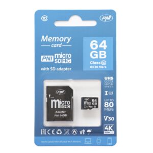 Κάρτα μνήμης MicroSD PNI 64GB με προσαρμογέα SD Class 10