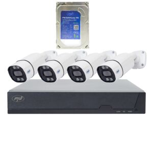 Πακέτο κιτ παρακολούθησης βίντεο PNI House IPMAX POE 8, NVR με 4 κάμερες και σκληρό δίσκο PNI SafeHouse 1TB