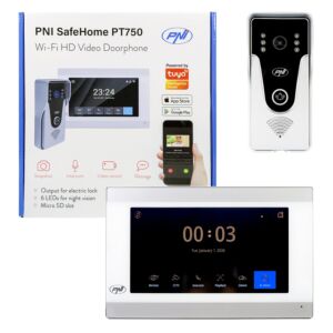 Έξυπνη ενδοεπικοινωνία βίντεο PNI SafeHome PT750 WiFi HD, P2P, εσωτερική οθόνη, ειδική εφαρμογή Tuya Smart, ενσωμάτωση σε