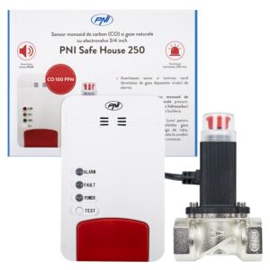PNI Safe House Dual Gas 250 kit με αισθητήρα μονοξειδίου του άνθρακα (CO) και φυσικό αέριο και ηλεκτρομαγνητική βαλβίδα