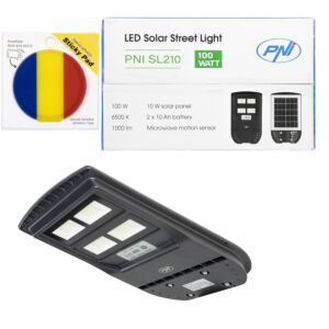 Πακέτο PNI SL210 100W Φωτιστικό δρόμου με ενσωματωμένο ηλιακό πάνελ 10W και αυτοκόλλητη σημαία