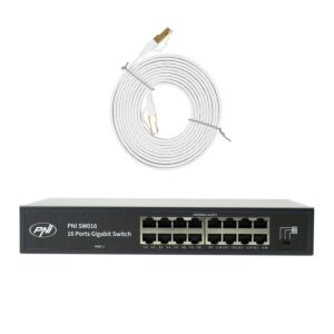 Πακέτο διακόπτη PNI SW016, 16 x 10/100/1000 Mbps, Gigabit, μεταλλικό περίβλημα και 3m CAT8 Patch PNI U8030W