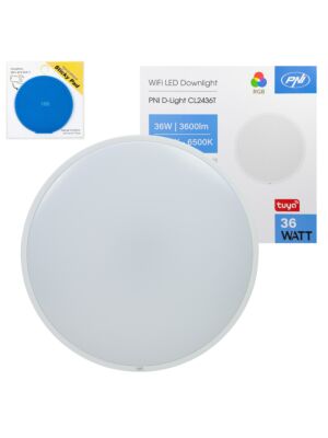 Πακέτο φωτιστικών οροφής PNI D-Light CL2436T Wi-Fi LED, RGBW, 36W, με δυνατότητα ρύθμισης φωτεινότητας με αυτοκόλλητη σημαία Pad που περιλαμβάνεται