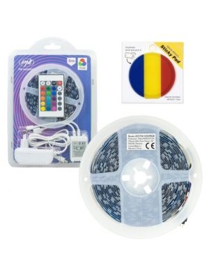 Πακέτο λωρίδων LED PNI 5050RGB 300 LED, RGB, Dimmable, Light Shows, 5 μέτρα, IP20 και Sticky Pad Flag