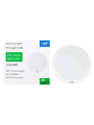 Φωτιστικό οροφής LED PNI D-Light CL240 24W, στρογγυλό 29 cm, 6500K, τροφοδοσία 230V, 2640 lm, λευκό