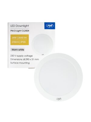 Φωτιστικό οροφής LED PNI D-Light CL2424 24W, στρογγυλό, 2700K, τροφοδοσία 230V, 2640 lm, ζεστό λευκό, διάμετρος 29 cm