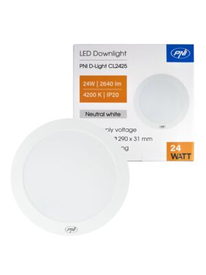 Φωτιστικό οροφής LED PNI D-Light CL2425 24W, στρογγυλό, 4200K, τροφοδοσία 230V, 2640 lm, ουδέτερο λευκό, διάμετρος 29 cm