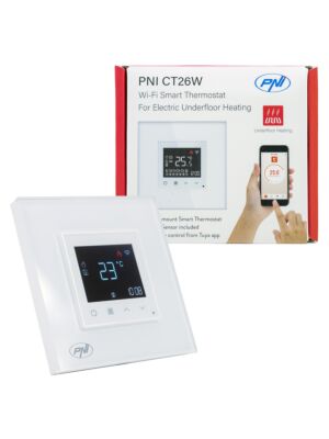 Έξυπνος θερμοστάτης WiFi PNI CT26W για ηλεκτρική ενδοδαπέδια θέρμανση ή ομάδα άντλησης, αισθητήρας δαπέδου, 10A, m