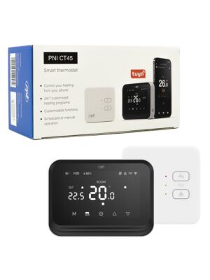 Έξυπνος θερμοστάτης PNI CT45 ασύρματος, με WiFi, έλεγχος Internet, για εγκαταστάσεις θέρμανσης, TuyaSmart APP