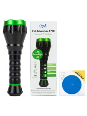 Φακός αλουμινίου PNI Adventure F750 Green Light με μπλε αυτοκόλλητο μαξιλαράκι
