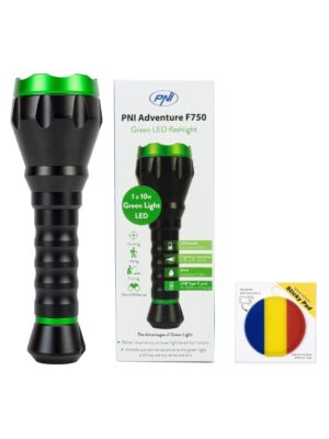 Φακός αλουμινίου PNI Adventure F750 Green Light με αυτοκόλλητη σημαία