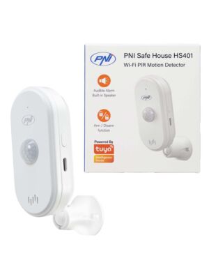 PNI SafeHouse HS401 PIR αισθητήρας κίνησης με Wi-Fi, συμβατός με την εφαρμογή Tuya, ηχητικός συναγερμός 80dB, ενσωματωμένο ηχείο