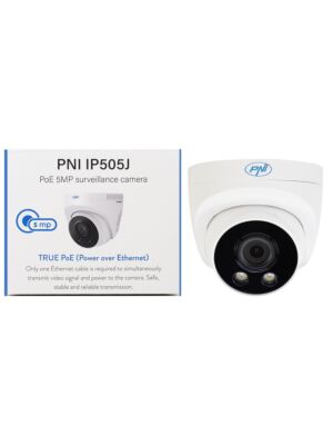 Κάμερα παρακολούθησης PNI IP505J POE, 5MP, θόλος, 2,8mm, για εξωτερική χρήση, λευκό