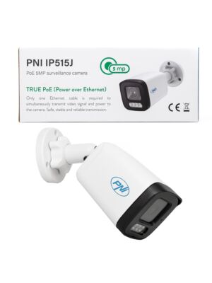 Κάμερα παρακολούθησης βίντεο PNI IP515J POE, σφαίρα 5MP, 2,8 mm, για εξωτερική χρήση, αμφίδρομος ήχος, λευκό Περιγραφή φωτογραφίας