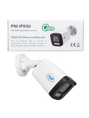 Κάμερα παρακολούθησης βίντεο PNI IP515J POE, bullet 5MP, 2,8mm, για εξωτερικούς χώρους, λευκό