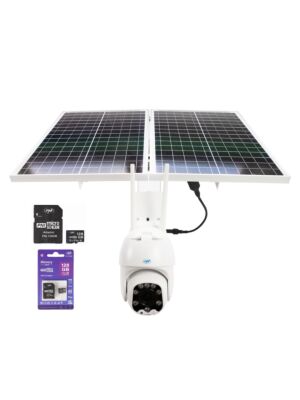 Πακέτο κάμερας παρακολούθησης βίντεο PNI IP60 PTZ με ηλιακό πάνελ, 2MP, GSM 4G και κάρτα MicroSD PNI 128GB