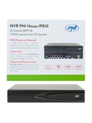 NVR PNI House IP810 με 10 κανάλια 4K, 4 κανάλια POE και 6 κανάλια IP