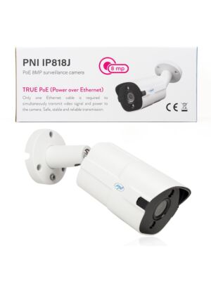 Κάμερα παρακολούθησης PNI IP818J, POE, bullet 8MP, black light, φακός 2,8mm, για εξωτερική χρήση, λευκό
