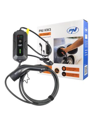 Φορητός φορτιστής PNI KW3, 16A, 3,5KW, για ηλεκτρικά αυτοκίνητα, 230V, μονοφασικός, καλώδιο τύπου 2 και υποδοχή IEC62 5 ακίδων