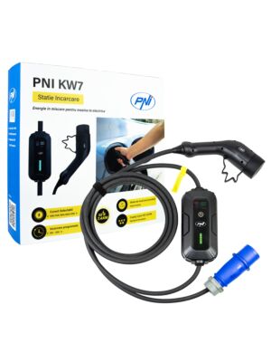 PNI KW7 32A φορητός φορτιστής, 7.4KW, για ηλεκτρικά αυτοκίνητα, 230V, μονοφασικός, καλώδιο τύπου 2 και συνδετήρας IEC621 5 ακίδων