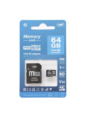 Κάρτα μνήμης MicroSD PNI 64GB με προσαρμογέα SD Class 10