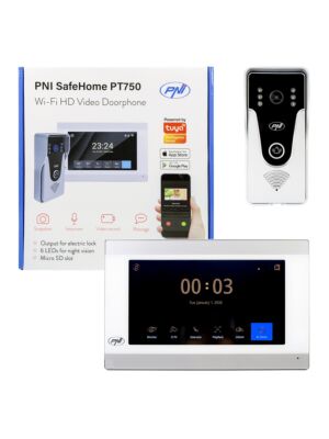Έξυπνη ενδοεπικοινωνία βίντεο PNI SafeHome PT750 WiFi HD, P2P, εσωτερική οθόνη, ειδική εφαρμογή Tuya Smart, ενσωμάτωση σε