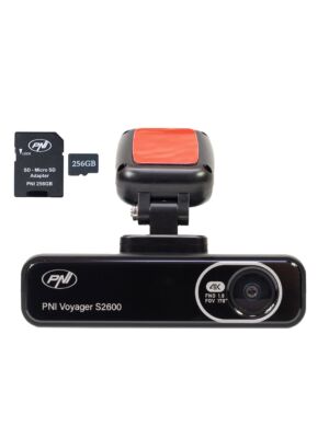 Πακέτο κάμερας αυτοκινήτου PNI Voyager S2600 DVR, WiFi, 4K Ultra HD, GPS και κάρτα μνήμης microSD 256GB