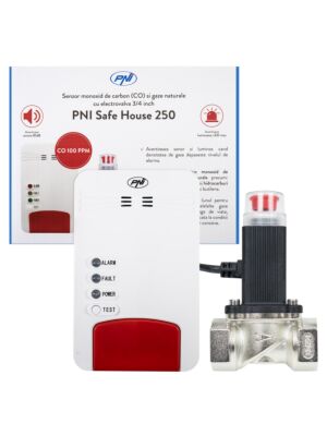 PNI Safe House Dual Gas 250 kit με αισθητήρα μονοξειδίου του άνθρακα (CO) και φυσικό αέριο και ηλεκτρομαγνητική βαλβίδα