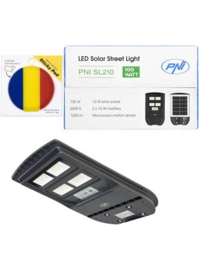 Πακέτο PNI SL210 100W Φωτιστικό δρόμου με ενσωματωμένο ηλιακό πάνελ 10W και αυτοκόλλητη σημαία