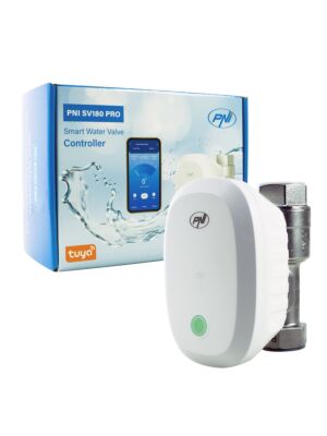 Έξυπνη βαλβίδα νερού PNI SV180 PRO, συνδεσιμότητα Wi-Fi, IP65, DN20, εφαρμογή 3/4 Tuya, συμβατή με Amazon Al
