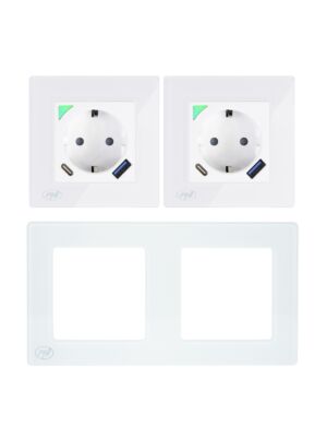 PNI SmartHome WP202 WiFi Smart Double Socket Kit με ενσωματωμένο έλεγχο Internet πλαισίων τοποθέτησης