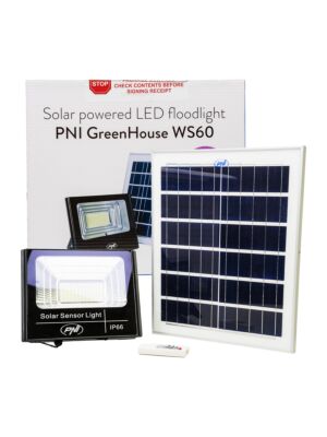 Ανακλαστήρας LED 50W PNI GreenHouse WS60 με ηλιακό πάνελ, μπαταρία 12AH και αισθητήρα κίνησης