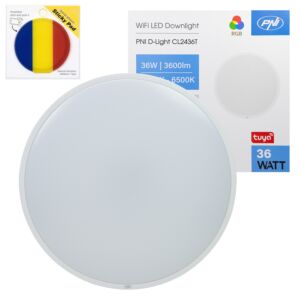 Πακέτο φωτιστικών οροφής PNI D-Light CL2436T Wi-Fi LED, RGBW, 36W, με δυνατότητα ρύθμισης φωτεινότητας με μπλε αυτοκόλλητο μαξιλαράκι που περιλαμβάνεται