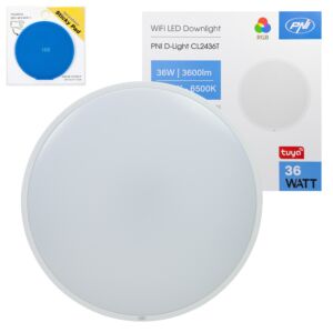 Πακέτο φωτιστικών οροφής PNI D-Light CL2436T Wi-Fi LED, RGBW, 36W, με δυνατότητα ρύθμισης φωτεινότητας με αυτοκόλλητη σημαία Pad που περιλαμβάνεται