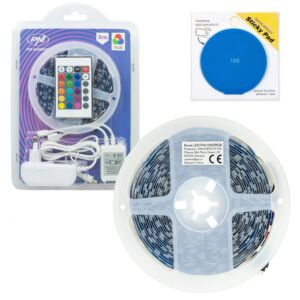 Πακέτο λωρίδας LED PNI 5050RGB 300 LED, RGB, ρυθμιζόμενο, εφέ φωτισμού, 5 μέτρα, IP20 και Sticky Pad Blue περιλαμβάνονται
