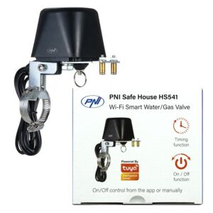 PNI Safe House HS541 Smart Valve με Wi-Fi, για διακοπή παροχής αγωγού νερού/αερίου μέσω διαδικτύου, συμβατή με